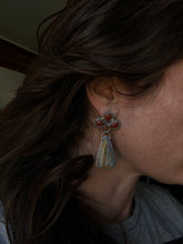 Load image into Gallery viewer, Raw Gold Nugget, Bamboo + Turquoise Earrings
