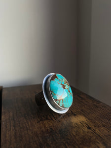 Size 11 #8 Turquoise + Silver Ring (20% off-$320)